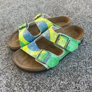 Birki's Original Santiago Birko Flor Narrow Width Brazil Flag Sandals Sz 35 US 4